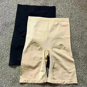 UNDER WHERE TUMMY/THIGH HIGH WAIST SHAPERS SIZE 1X TAN/BLACK LOT 2